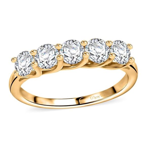 Gorgeous Moissanite 5 Stone Ring 18kYG over 925 Sterling Silver 2.25ctw size 5 - Picture 3 of 12